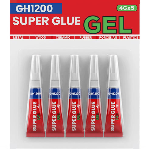 4Gx 5 Value Pack Super Glue Gel All Purpose with Anti Clog Cap. Ca Glue - Strong Adhesive Superglue, Cyanoacrylate Glue for DIY Crafts and Many Mo...