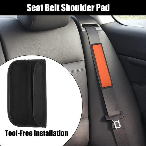 X AUTOHAUX 2pcs Universal Seat Belt Shoulder Pad Car Safety Strap Covers Neck Mat for Comfortable Driving Faux Leather Hole Black Orange...