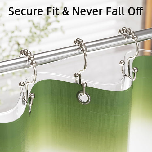 Amazer Shower Curtain Hooks, Rust-Resistant Metal Double Shower Curtain Rings for Curtain Rolling Shower Hooks, 12PCS Shower Rings for Bathroom Sh...