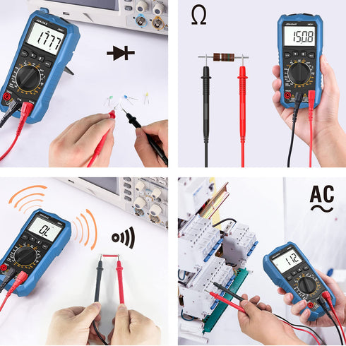 Digital Multimeter Tester,6000 Counts AC/DC Voltage&DC Current Multi Testers Voltmeter Measures Temperature/Resistance/Continuity/Diodes NCV/Date ...