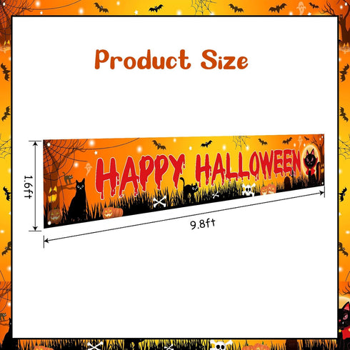 Halloween Black Cat Yard Decor Banner, Happy Halloween Black Cat Yard Sign Outside Banner Decorations for Outdoor Yard Fence, Scary Cat Halloween ...