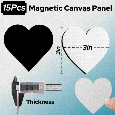 15Pcs Magnetic Mini Canvas Boards for Painting Small Canvases Boards DIY Decorative Magnets Painting Crafts Gifts?3",Heart Shape?...