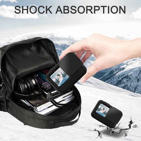 Accessories Kit for Go Pro Hero 12/Hero 11/Hero 10/Hero 9 Black,2-Pack(6pcs) Screen Protector Silicone Sleeve Protective Case with Lens Cover Cap ...