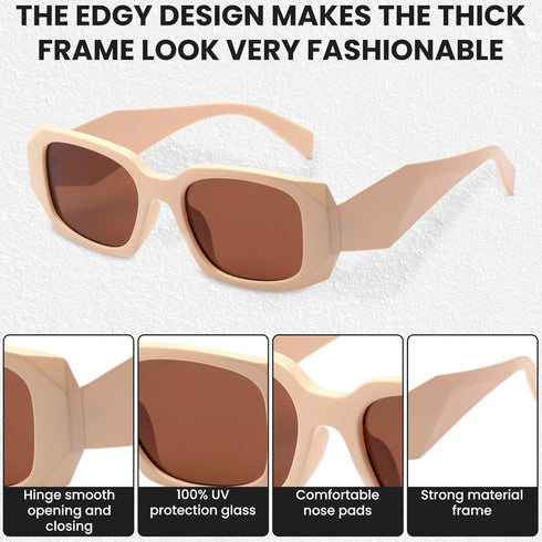 Yogo Vision Trendy Small Rectangle Sunglasses for Mens and Women Retro Fashion Sunnies...