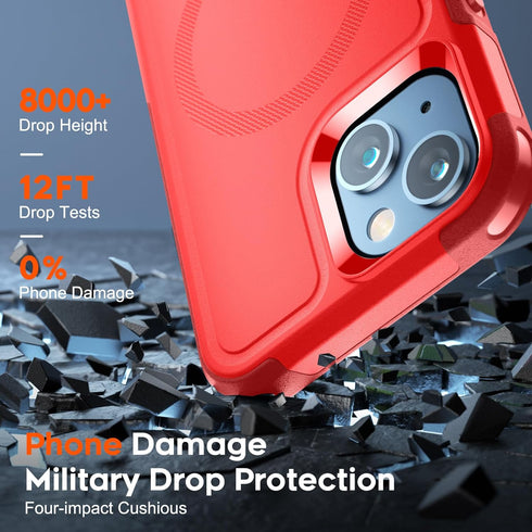 SUPFINE Magnetic for iPhone 14 Case(Compatible with MagSafe)(12FT Military Grade Drop Protection) 2X Tempered (Glass Screen+Camera Lens Protector)...