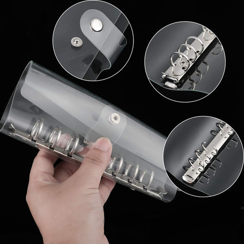 Zonon Clear A6 Binder Transparent Soft PVC 6 Ring Budget Binder Refillable Planner Binder Cover Protector Snap Button Closure Loose Leaf Folder fo...