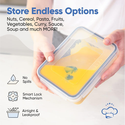 Chef's Path 32 Piece Airtight Food Storage Containers with Easy Snap Lids, 16 Containers and Lids, Stackable Kitchen and Pantry Canisters for Meal...