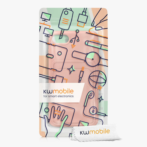 kwmobile Case Compatible with Apple iPhone SE (2022) / iPhone SE (2020) / iPhone 8 / iPhone 7 Case - TPU Phone Cover with Credit Card Holder - Gra...