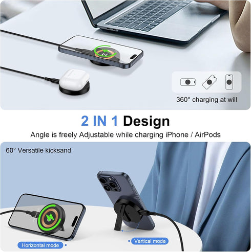 for Magsafe Charger Pad Wireless Phone Charger iPhone Magnetic Mag Safe Charging Pad Stand Fast Charging for iPhone 15 Pro Max Plus/14/13/12, Andr...