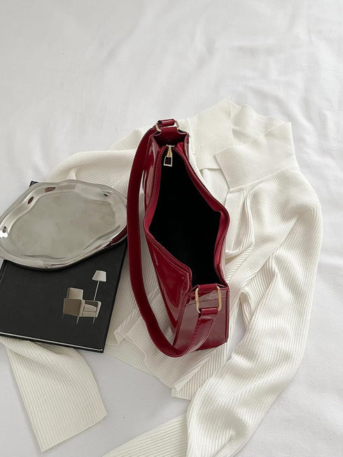 QWINEE Women's Artificial Patent Leather Tote Bag Square Bag Satchel Purse Handbags Ladies Shoulder Totes Bag Crossbody Bags...