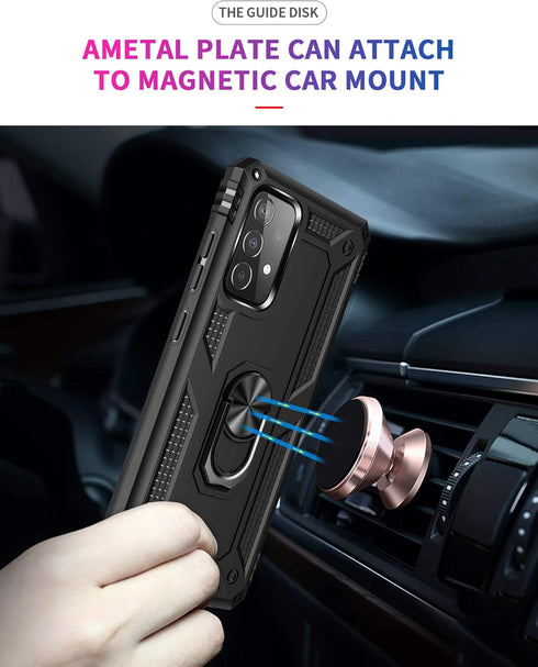 Military Grade Drop Impact for Samsung Galaxy A52 5G Case 360 Metal Rotating Ring Kickstand Holder Armor Heavy Duty Shockproof Cover for Galaxy A5...