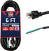 Lonestar 12 AWG Replacement Power Cord with Open End - 6 Ft Appliance and Power Tool Cord 15 Amp, 12/3 SJT, NEMA 5-15P - Texas Based American Busi...