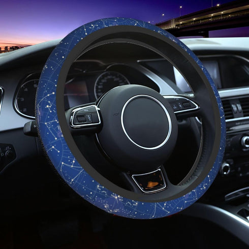 Steering Wheel Cover for Women Men Constellations Sky Map of Northern Hemisphere Stars Names Neoprene Steering Wheel Protector Universal Fit Most ...