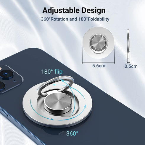 OUTXE Phone Ring Holder Compatible with Magsafe for iPhone 12 13 14 Pro/Max/Mini, Removable and Wireless Charging Compatible-Silver...