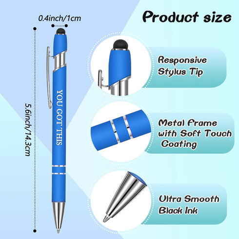 Zonon 12 Pieces Inspirational Motivational Quotes Ballpoint Pens with Stylus Tip Fine Point Smooth Writing Pens Metal Black Ink Pens Stylus Pen Se...