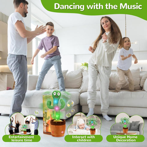 Dancing Cactus Toy Talking Cactus Singing and Repeat What You Say for Baby Cactus Plush Toy Mimicking Electric Toy with Lighting Interactive Toy f...