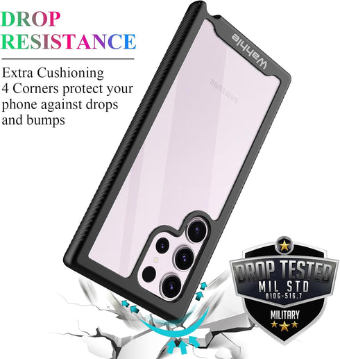 wahhle Samsung Galaxy S23 Ultra Case, Built in Screen Protector Full Body Shockproof Slim Fit Bumper Protective Phone Cover for Galaxy S23 Ultra 5...