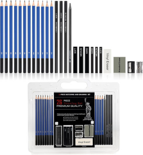 EooUooIP Drawing and Sketching Set - 26 psc Drawing and Sketching Set for Artists and Beginners - Complete Art Kit with | Pencils, Charcoal, Graph...