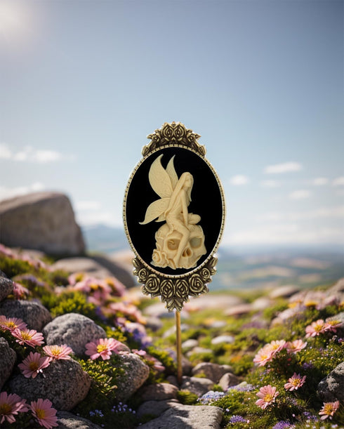 Cameo Style Brooch Pin Rose Decor Antique Brass Fashion Jewelry Pouch for Gift...