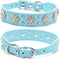 Rhinestone Dog Collar, Cute Flower Rhinestone Cat Dog Collar Bling Collar PU Leather Collar Adjustable Sizes Small Medium Large (M, Blue)...