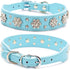 Rhinestone Dog Collar, Cute Flower Rhinestone Cat Dog Collar Bling Collar PU Leather Collar Adjustable Sizes Small Medium Large (M, Blue)...
