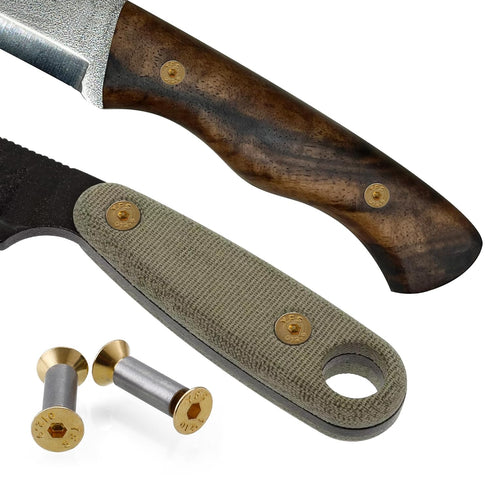 10 Packs Knife Handle Screws Rivets Bolts Fasteners, Gold Hex Flat Head Screws, Knives Maker Screws for Fixing Blade Knife...