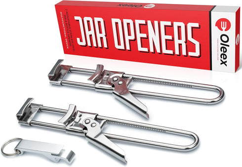 Oleex Jar Opener for Weak Hands (x2) with Keychain Bottle Cap Opener. Easy Seniors Arthritis, Kids Openers. Gripper Tight Lid Opener, Kitchen Gadg...