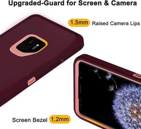 Annymall for Samsung Galaxy S9 Case with Screen Protector, Full Body Heavy Duty Shockproof Drop-proof Phone Case Rugged Triple-Layer Defender Prot...