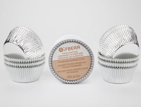 Gifbera Standard Silver Foil Cupcake Liners Metallic Paper Muffin Baking Cups 200-Count (Silver)...