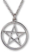 Pentacle Pentagram Polished Silver Finish Medieval Renaissance Pendant Necklace...