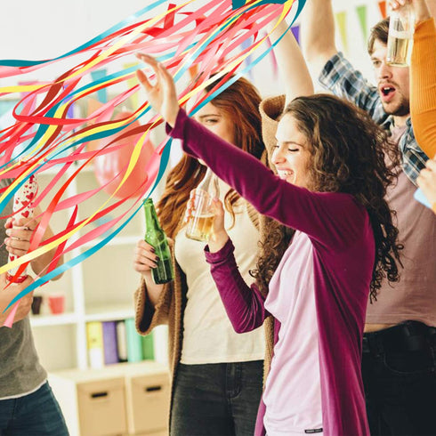 10 Pcs Throw Streamers, Colorful Hand Held Party Streamers Party Poppers No Mess Throw Confetti Pop Out Streamers for Birthday Weddings Events Chr...