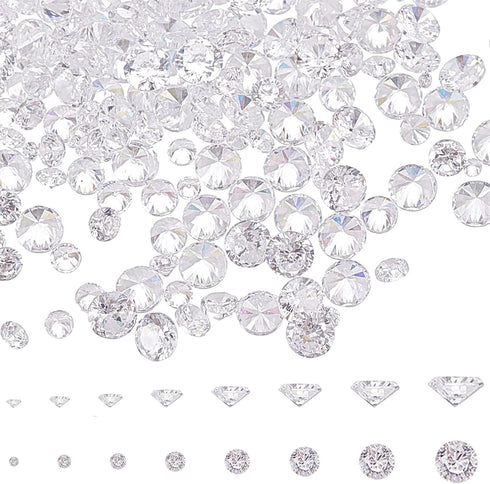 PH PandaHall Clear Cubic Zirconia Stone, 2400pcs 8 Sizes 0.8-2.5mm Small Loose CZ Diamond Stones Glass Pointed Back Rhinestone Faceted Cabochons R...
