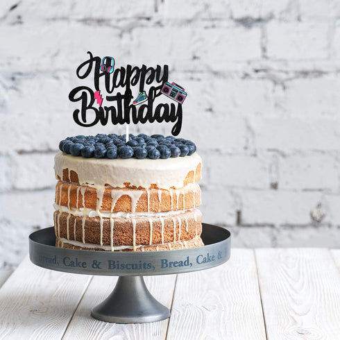 Happy Birthday 90's Throwback Cake Topper - Totally 1990s Party Cake Supplies - 90's Decade Throwback Party Favors Decorations...