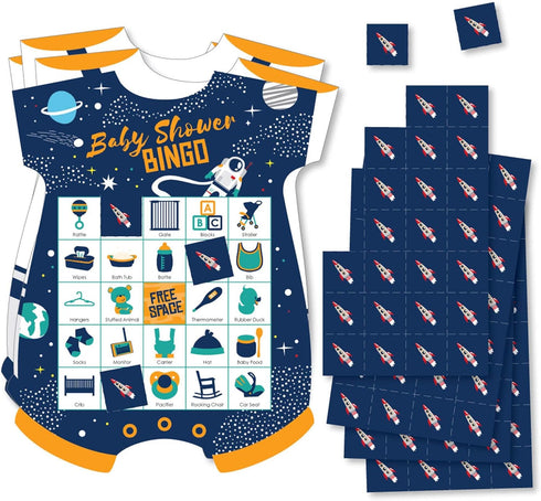 Big Dot of Happiness Blast Off to Outer Space - Picture Bingo Cards and Markers - Rocket Ship Baby Shower Shaped Bingo Game - Set of 18...