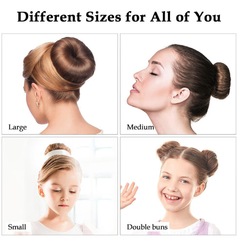 Donut Hair Bun Maker 6 Pieces, Ring Style Hair Bun Donut (1 L, 2 M and 3 S) with Pins 5 Elastic Bands, 20 Hair Bobby and 4 Pony Hair Tools for Wom...