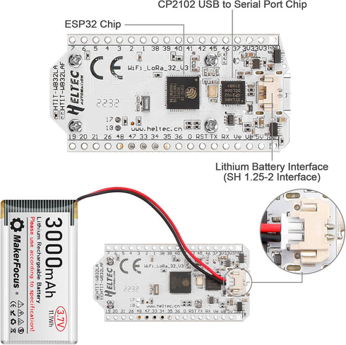 MakerFocus ESP32 Development Board SX1262 863 928MHz LoRaWAN WiFi Bluetooth Dual Core 240MHz Integrated CP2102 with 0.96" OLED Display and Antenna...