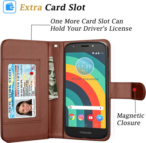 Moto E5 Play Wallet Case, Moto E5 Cruise/E5 GO Wallet, Takfox PU Leather with Card Holder Folio Flip with Strap Detachable Magnetic Wallet Phone C...