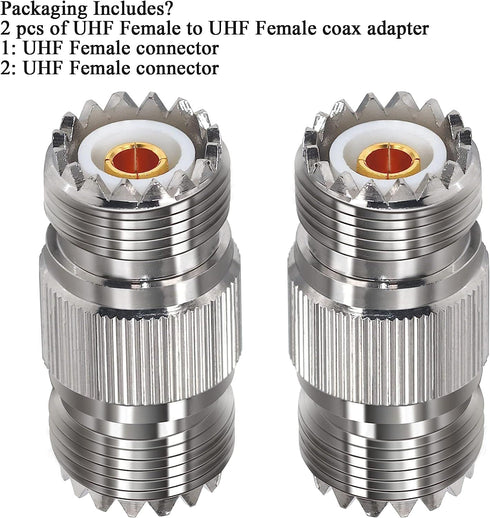 2PCS PL259 UHF Coax Adapter Cable Gender Changers, SO239 Coax Connector Female to Female Coaxial Adapter for CB Radio, Antenna...
