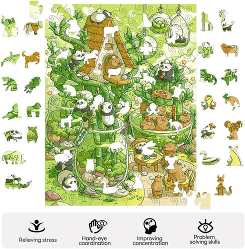 Wooden Puzzles Jigsaw Puzzles 119pcs DIY Puzzle for Adults and Kids Panda Puzzles-Gift for Christmas, Home Decorations, and Mindful Play 5.9 * 8.3...