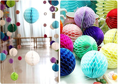 Daily Mall 10Pcs 8 inch Art DIY Tissue Paper Honeycomb Balls Party Partners Design Craft Hanging Pom-Pom Ball Party Wedding Birthday Nursery Decor...