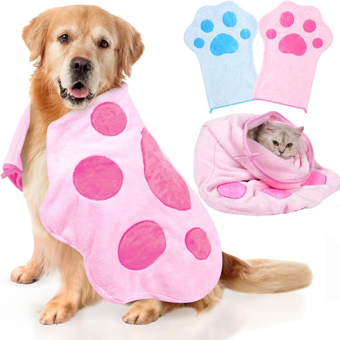 Glove Dog Towel for Drying Dogs for Dogs and Cats & Other Pets?(27.6 x 18.1 Double-sided available)Large Quick Dry Microfiber Grooming Pet Towel S...