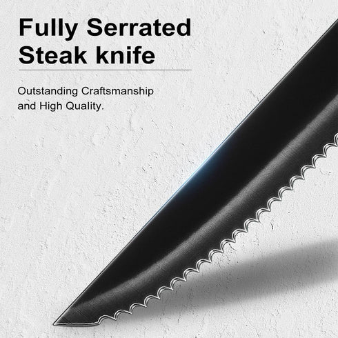 Steak Knives Set of 8, Stainless Steel Serrated Steak Knife, Sharp Serrated Edges, Comfortable Grip Ergonomic Non-Slip Handle, Dishwasher Safe(8.5...