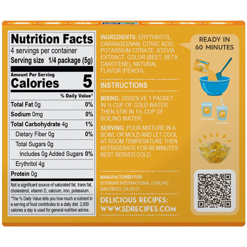 Simply Desserts Sugar-Free Peach Jel, 6-Pack – Vegan Dessert, Keto Snacks, Diabetic Friendly & Kosher, 1.7 Oz Ea...