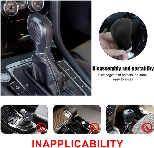 2 PCS Car Gear Shift Knob Cover, Soft Silicone Automatic Gear Shift Knob Protector, Anti-Slip Auto Knob Gear Stick Protection Cover for Men Women,...