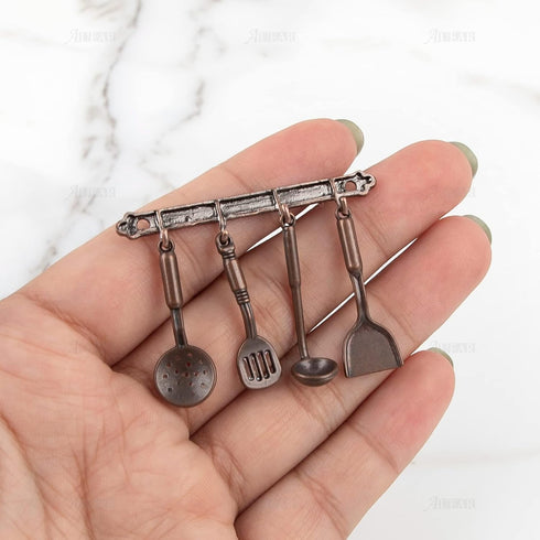 AUEAR, 5 Pack 1:12 Mini Home Kitchen Accessories Kit Spoon Shovel Cookware Tools for Kitchen Decoration...