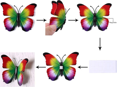 Amaonm® 60 Pcs 5 Packages Beautiful 3D Butterfly Wall Decals Removable DIY Home Decorations Art Decor Wall Stickers & Murals for Babys Bedroom Tv ...