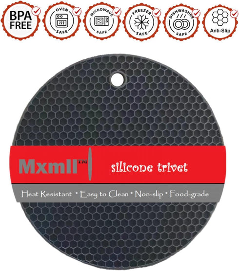 Mxmll 4pk 7 Inch Round Heat Resistant Silicone Trivets Fot Hot Dishes Protect Table Counter Top from Hot Pots and Pans with This Sleek and Stylish...