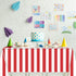 peony man 2 Pieces Red and White Striped Tablecloth Plastic Stripe Table Cover Carnival Circus Tablecloths Waterproof Rectangle Tablecloth for Hol...