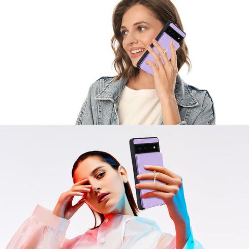 for Google Pixel 6 Case with Card Holder and Strap for Women,Crossbody Lanyard,Ring Stand,Snap Clasp,Phone Wallet Cases 6.4 inch(Purple)......