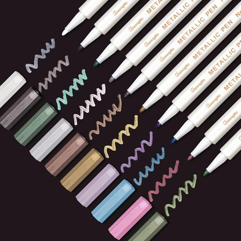 Metallic Paint Markers, Metallic Markers for Black Paper, Rock Painting, Card Making, Ceramics, Metal, Wood, DIY Photo Album, Scrapbooking Supplie...